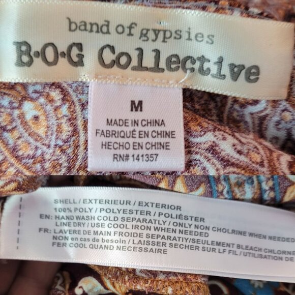 Y2K Boho Flutter Sleeve Faux Wrap Baby Doll Mini Dress Sz M Ruffle Hem Brown - Picture 3 of 13